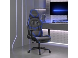 Silla Gaming Con Reposapiés Cuero Sintético Negro Azul