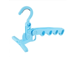 JILLIOPER Percha Plegable con 5 Agujeros Porta Ropa Multiusos Secado Armario Azul