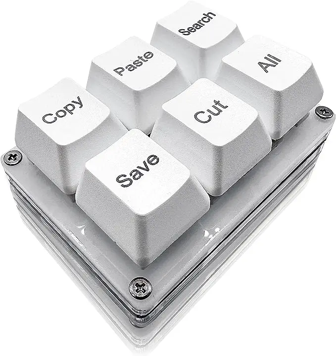 (blanco) Teclado De Una Mano Con 6 Teclas Para Copiar, Pegar, Buscar, Guardar Y Cortar
