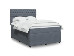Cama box spring con colchón terciopelo gris oscuro 140x200 cm