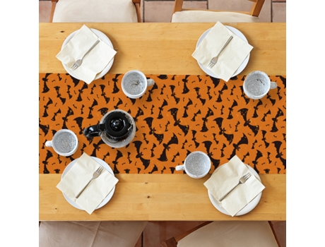 Elkuaie Mantel de Halloween con araña murciélago naranja decoración navideña de mesa de cocina 13 x 72 pulgadas