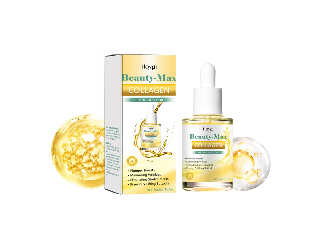 Aceite corporal de colágeno para hidratación y elasticidad de la piel.