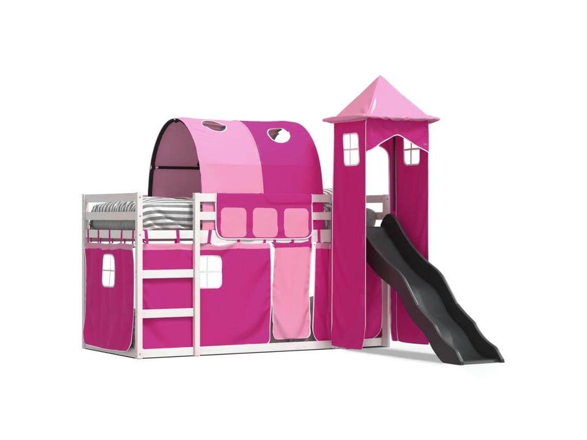 Litera Con Tobogán Y Cortinas 90x190 Cm Rosa Dkd Home Decor