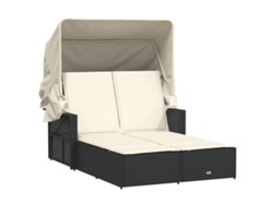 Tumbona doble con dosel y cojines, mimbre, color negro, EXCLUSIVA MAISON (sin dimensiones)
