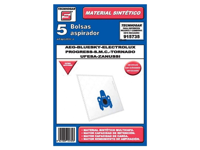 Bolsa de Aspirador TECNHOGAR 915735 (5 uds)