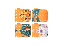 4pcs Fralda De Pano Lavável Reutilizável Elástica Com Alta Absorção Para Bebês Meninos E Meninas