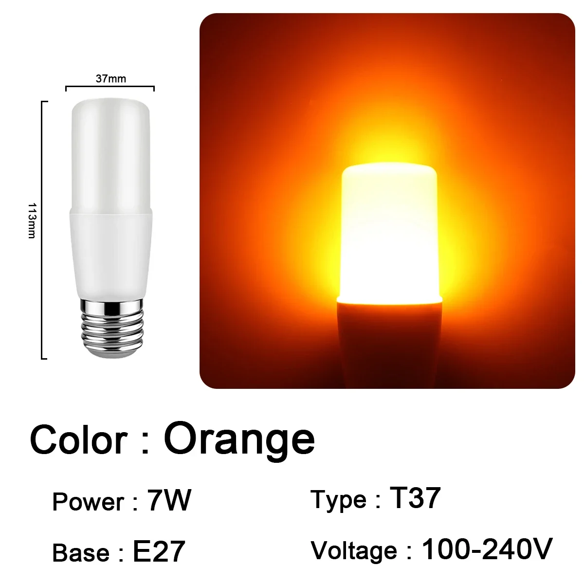 Bombillas Led (t37 E27 Naranja, 12 Unidades), Ideales Para Festivales, Karaokes, Bares Y Escaparates.