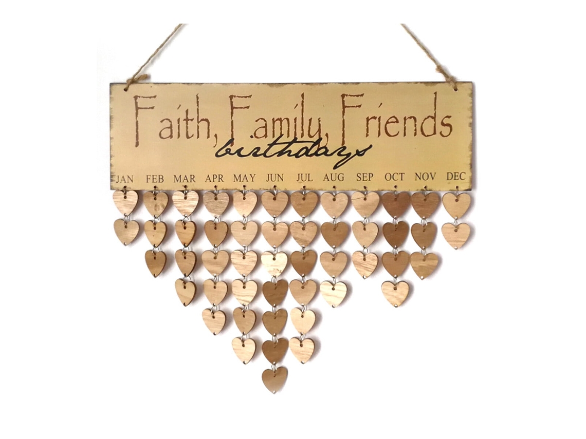 Placa De Madera Grabada Con Las Palabras "fe, Familia, Amigos", Para Colgar.