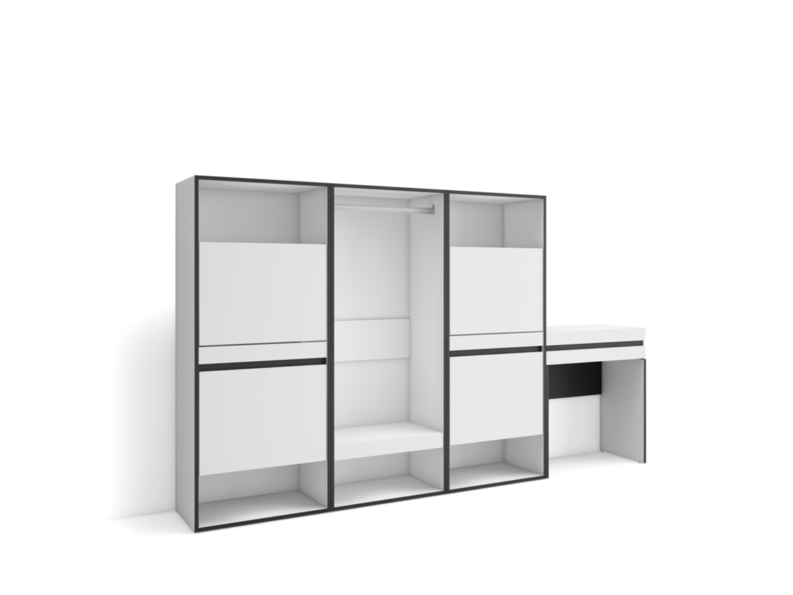 Zapatero | Organización de almacenaje | 250x145x35 cm | Para dormitorio | Armario abierto | Tocador | Blanco Duérmete Online