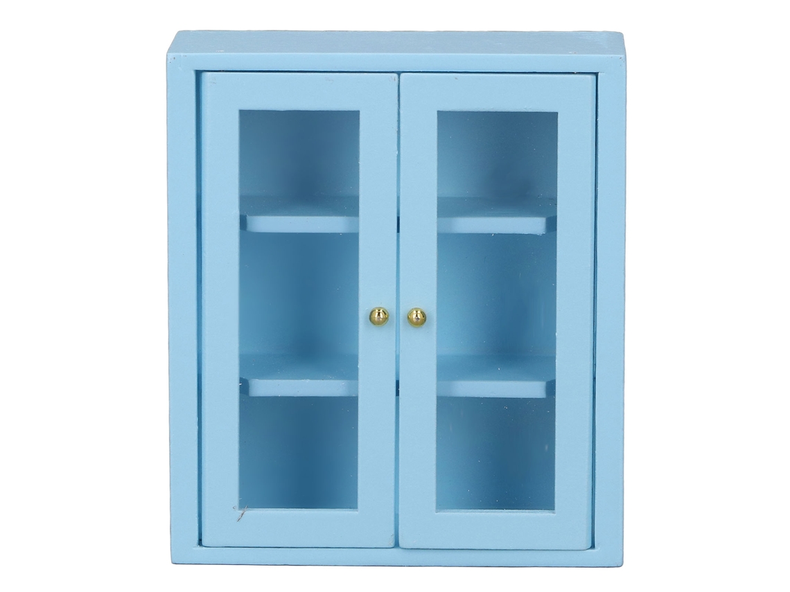 Armario De Pared De Madera Para Casa De Muñecas A Escala 1:12, Miniatura Decorativa De Cocina Azul