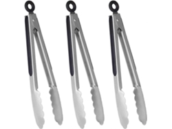 Set De 3 Pinzas De Barbacoa De Cocina 9 Pulgadas Acero Inoxidable Resistente Al Desgaste Y Corrosión Con Cierre De Anillo Para Uso Versátil