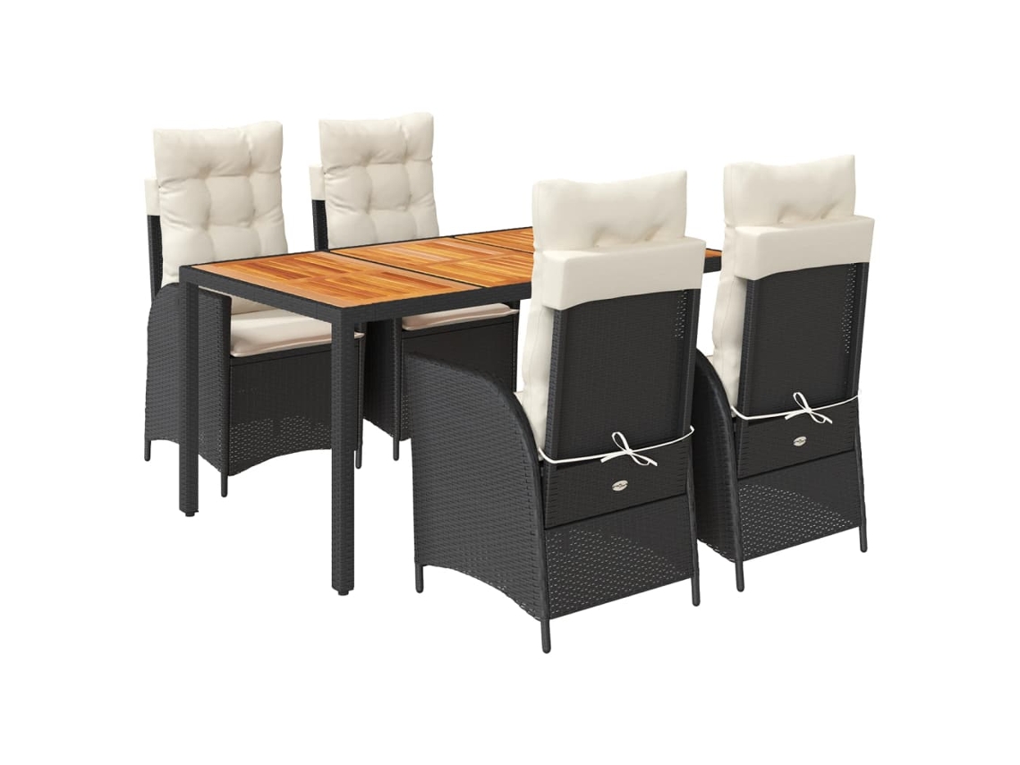 Maison Exclusive - Set De Muebles Jardín 5 Pzas Con Cojines Ratán Sintético Negro