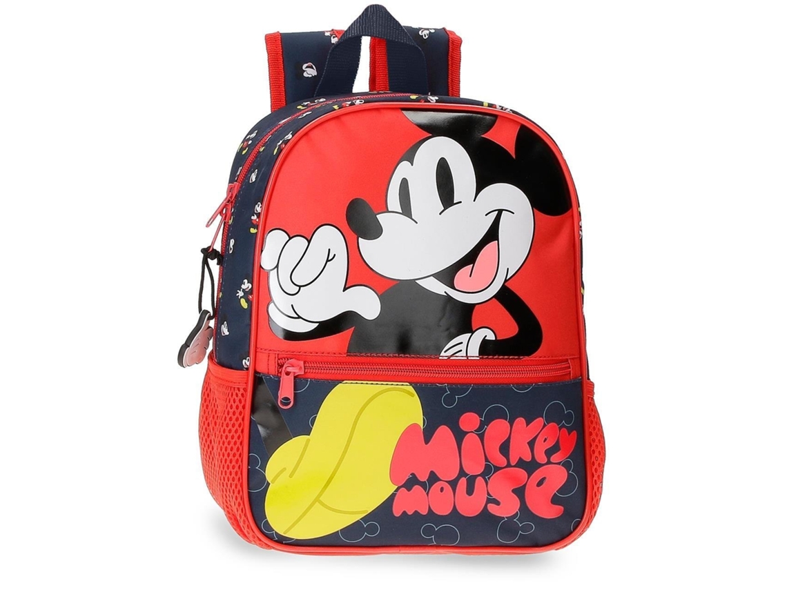 Mochila escolar de microfibra de Mickey Mouse de Disney, color rojo