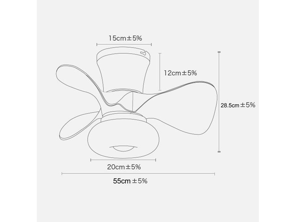 Ventilador de techo con luz LED, control remoto y 6 velocidades.