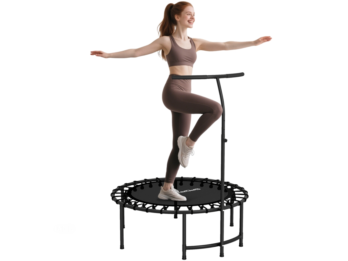 Cama elástica de rebote con asa ajustable, 5 niveles, para entrenamiento físico, color negro.
