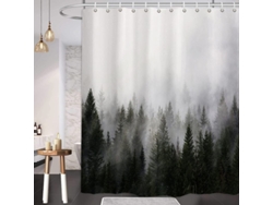 Cortina de ducha con diseño de árboles mágicos de invierno 2026 con efecto de niebla fantástica, poliéster impermeable, 1,8 x 1,8 m.