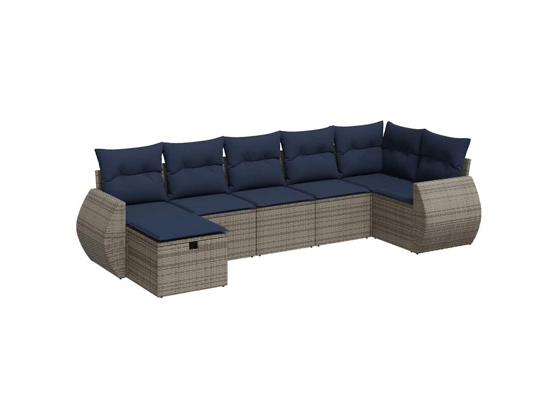 Maison Exclusive - Set De Sofás De Jardín 7 Pzas Con Cojines Ratán Sintético Gris