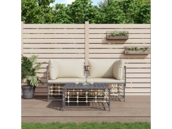 Conjunto de jardín de 3 piezas con cojines de mimbre antracita, Dkd Home Decor