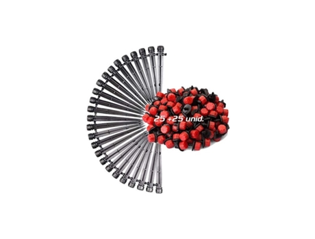 Pack de Goteo para Riego Gota a Gota 25 Goteros Regulables de 0 a 70 L/Hora 25 Goteros Regulables de 0 a 70 L/Hora Con Estaca SUINGA