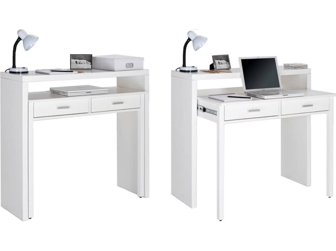 Escritorio Skraut Home esc16 blanco 98.6 x 86.9 70 cm mdf mesa extensible estudio consola acabado 986x869x36 color brillante medidas 986 869 3670