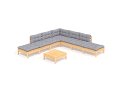 Maison Exclusive - Juego De Muebles De Jardín 8 Pzas Y Cojines Madera Pino Gris