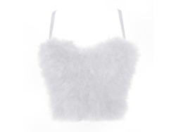 Top corto sin mangas con cinturones finos para mujer, moda urbana, bustier versátil, blanco S