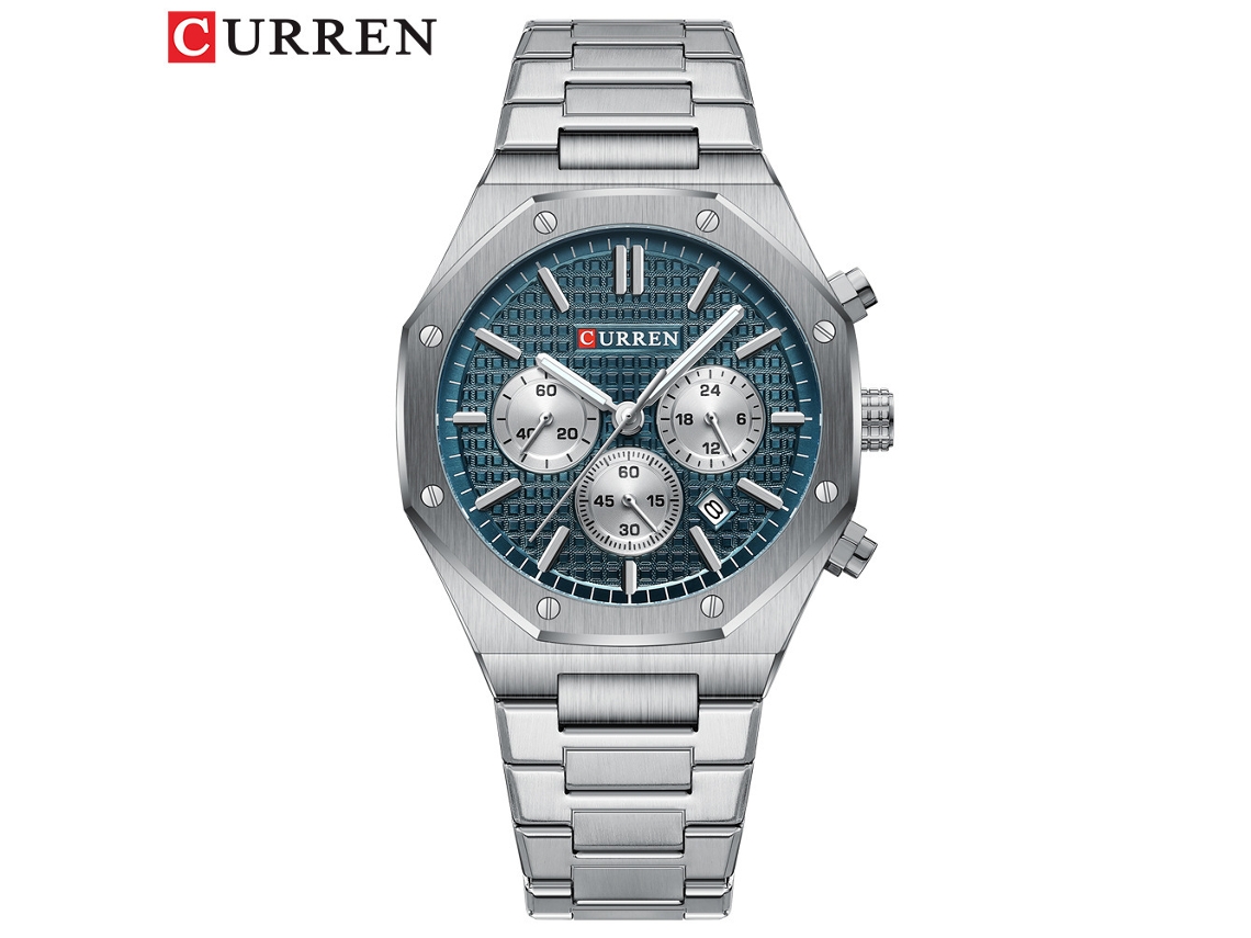 Reloj De Negocios Octogonal Para Hombre Con Correa De Acero, Resistente Al Agua, Seis Agujas E Indicador De Fecha.