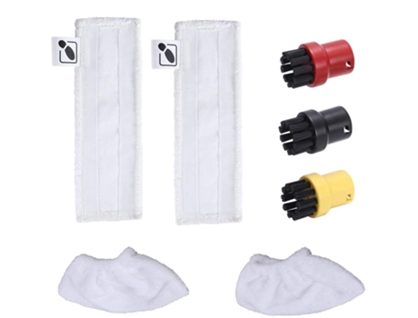 2 paños de microfibra para suelo, 2 paños para cubrir boquillas de mano, 3 pinceles de pintura para Limpiador de vapor Karcher Sc1 Sc2 Sc3 Sc4 Sc5