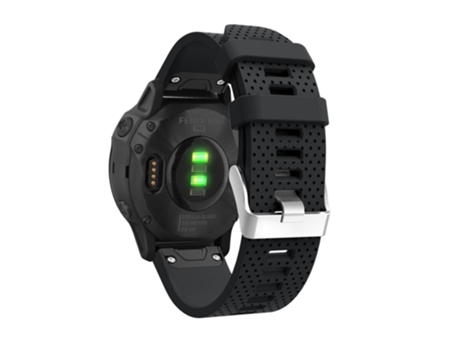 Correa de Silicona con hebilla plateada para Garmin Fenix 7S/6S/6S Pro/5S/5S Plus/Instinct 2S - negro