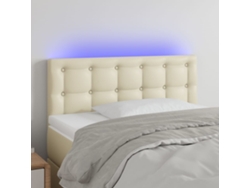 Cabecero Con Led Cuero Sintético Color Crema 100x5x78/88 Cm