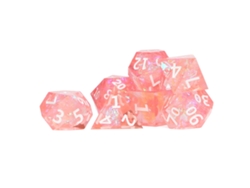 Conjunto De Dados De Resina Epóxi Rosa Translúcido Com 7 Peças Arestas Nítidas Números Brancos