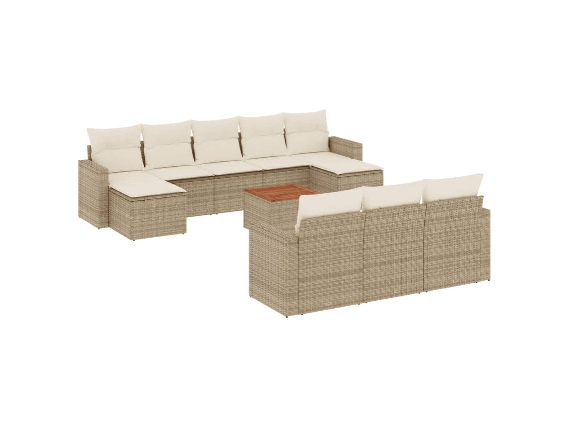 Conjunto 11 de sofás de jardín VIDAXL con cojines ratán sintético beige