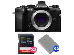 Om System Om-5 Mark Ii Negro + 3 Sandisk 64gb Extreme Pro Uhs-ii Sdxc + 2 Om System Bls-50 + Ebook “20 Consejos Para Fotos Que Impactan”