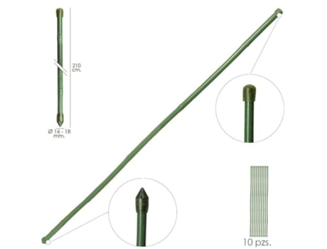 Tutor Varilla Bambú Plastificado Ø 16 - 18 mm x 210 cm (Paquete 10 Unidades) SATURNIA