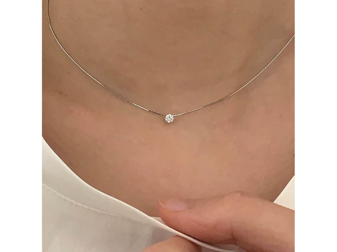 (blanco Dorado) Lágrima De Sirena, Plata Pura S925, Diamante Único De Zirconio 4 Mm Con Brillo Excepcional, Collar