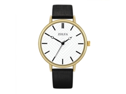 Reloj De Pulsera Unisex De Cuarzo Con Esfera Redonda Y Correa De Piel Sintética Negra.