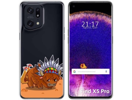 Carcasa para Oppo Find X5 Pro 5G TUMUNDOSMARTPHONE Dibujos Transparente Bufalo Multicolor