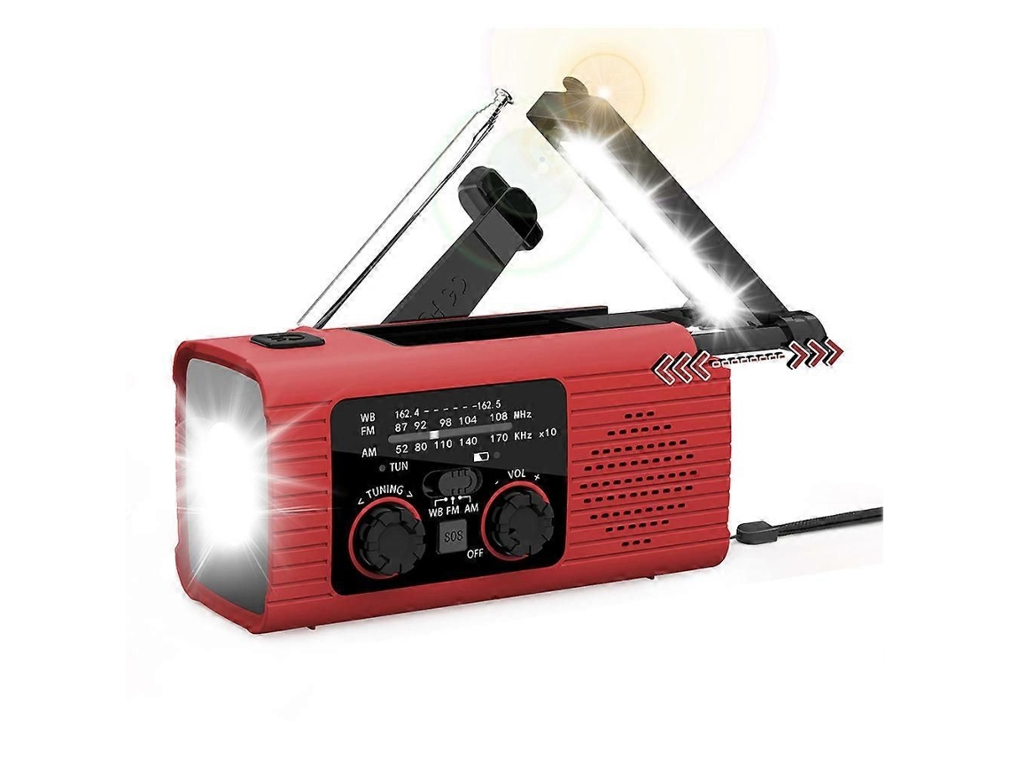 Radio multifuncional de emergencia con banda AM/FM, manivela, iluminada, carga solar, prevención de desastres, naranja GOKOCO