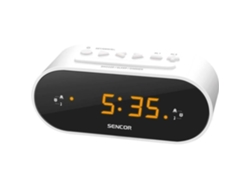 Reloj despertador Sencor Src 1100 W blanco con sintonizador de radio FM digital y alarma dual con ajuste de brillo