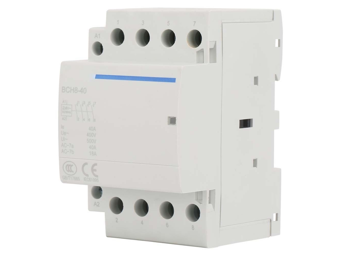 Contactor De Ca Doméstico 4p 40a 24v/230v 50/60hz 4no Modular Seguro Contra Ruido