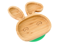 Plato de alimentación con ventosa para bebés y niños pequeños con temática de conejo de bambú, plato de alimentación antideslizante