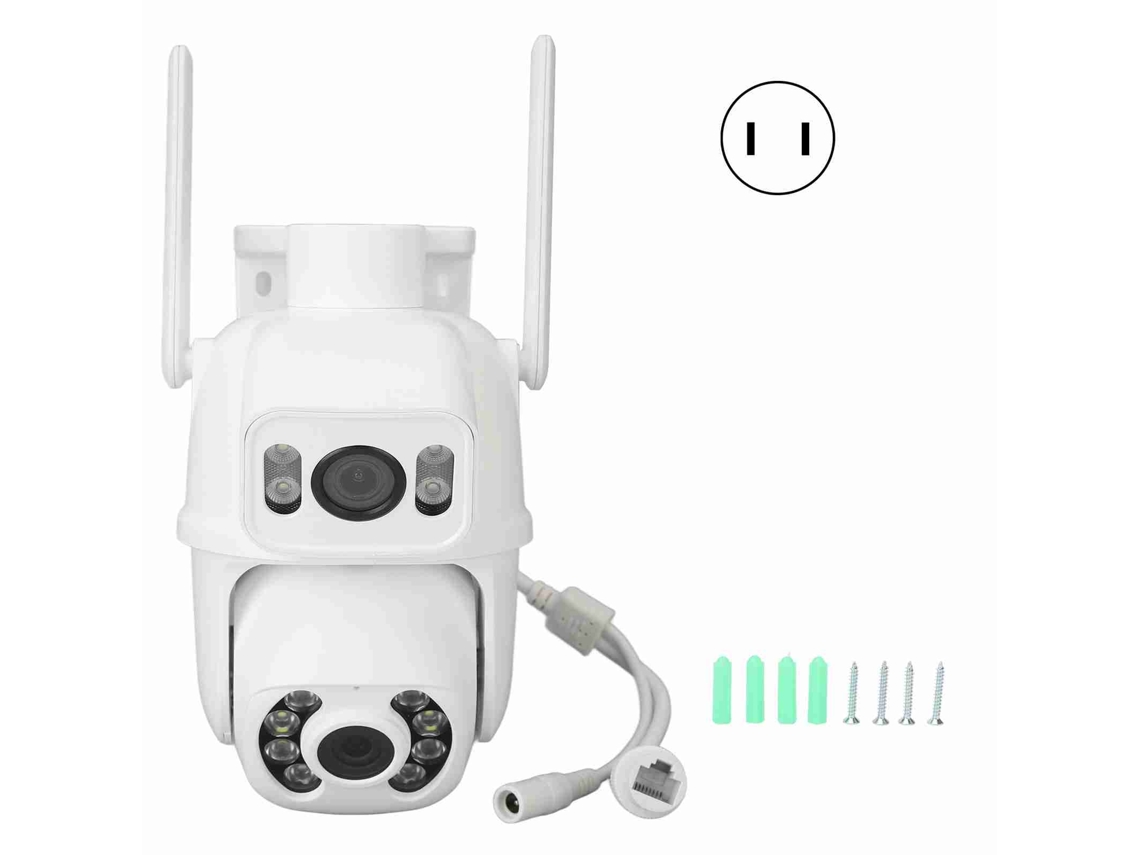 Cámara De Seguridad Wifi Con Doble Lente, 6mp, Visión Nocturna Hd, Detección De Movimiento, Clasificación Ip66, Para Uso En Interiores Y Exteriores (enchufe Estadounidense).