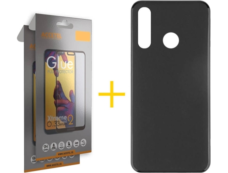 Kit Funda + Protector de Pantalla Huawei P40 Lite-E ACCETEL Cristal Templado 7707 Negro