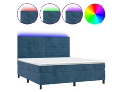 Maison Exclusive - Cama Box Spring Colchón Y Led Terciopelo Azul Oscuro 180x200 Cm