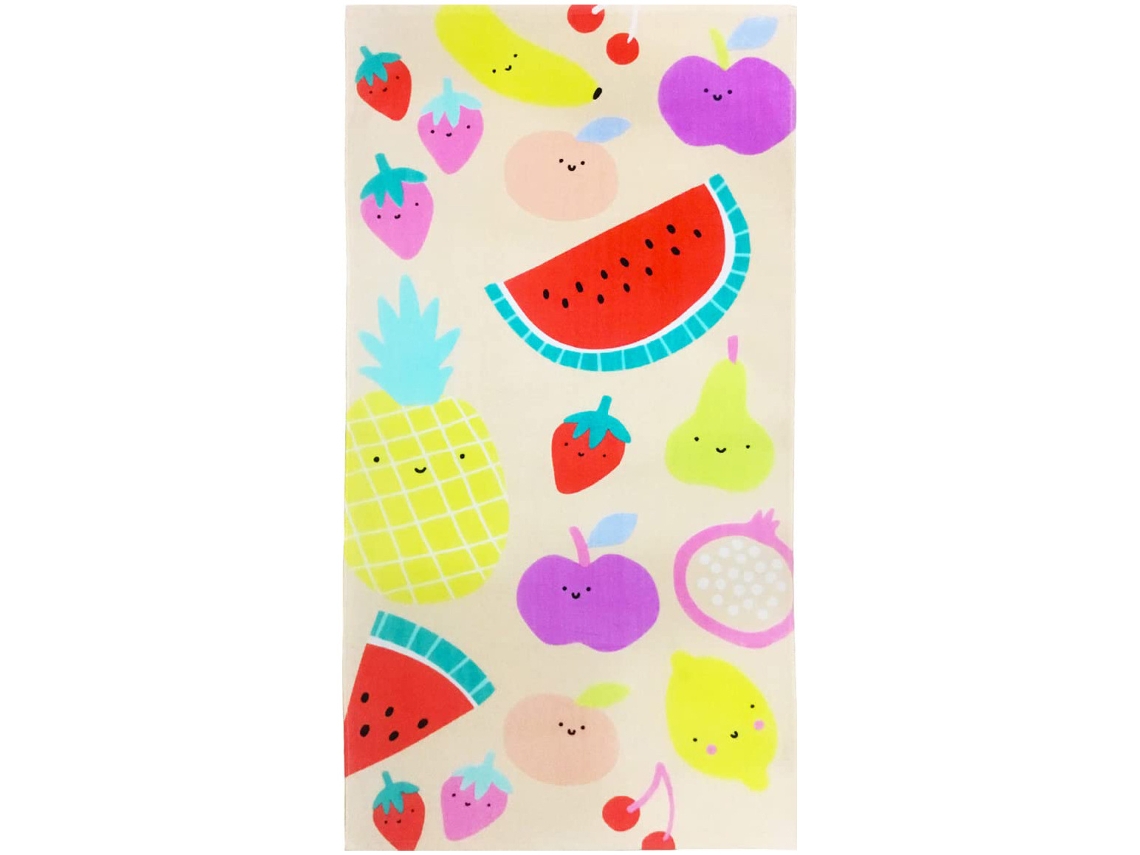Toalla de playa de microfibra Yuysan para niños, absorbente y de secado rápido, 140 x 70 cm, estampado de frutas coloridas.