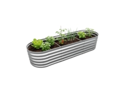 Relaxdays Canteiro Elevado, Ferro Galvanizado, Flores, Plantas, Vegetais, Axlxp 45x240x60 Cm, Oval, Prateado