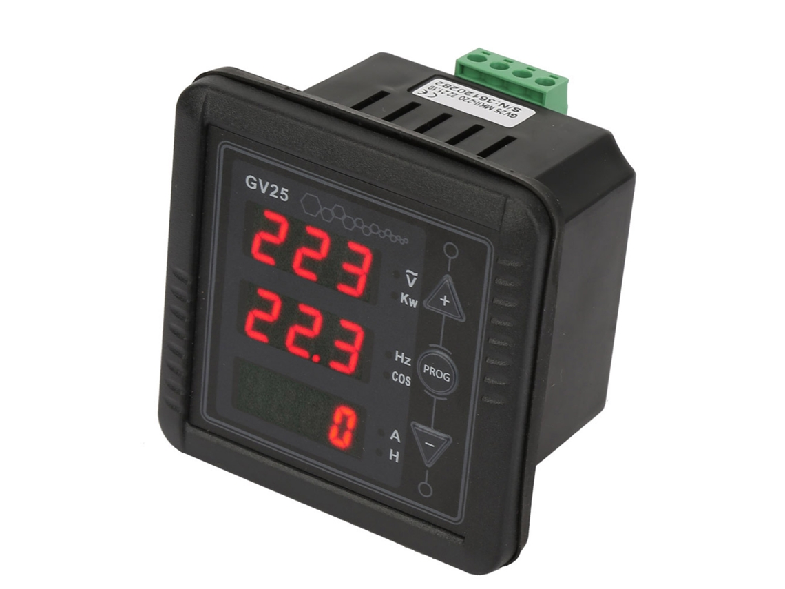 Medidor Digital Gv25 Mk2 Para Generador: Voltaje, Corriente, Frecuencia, Potencia, Factor De Potencia - 110/220 V