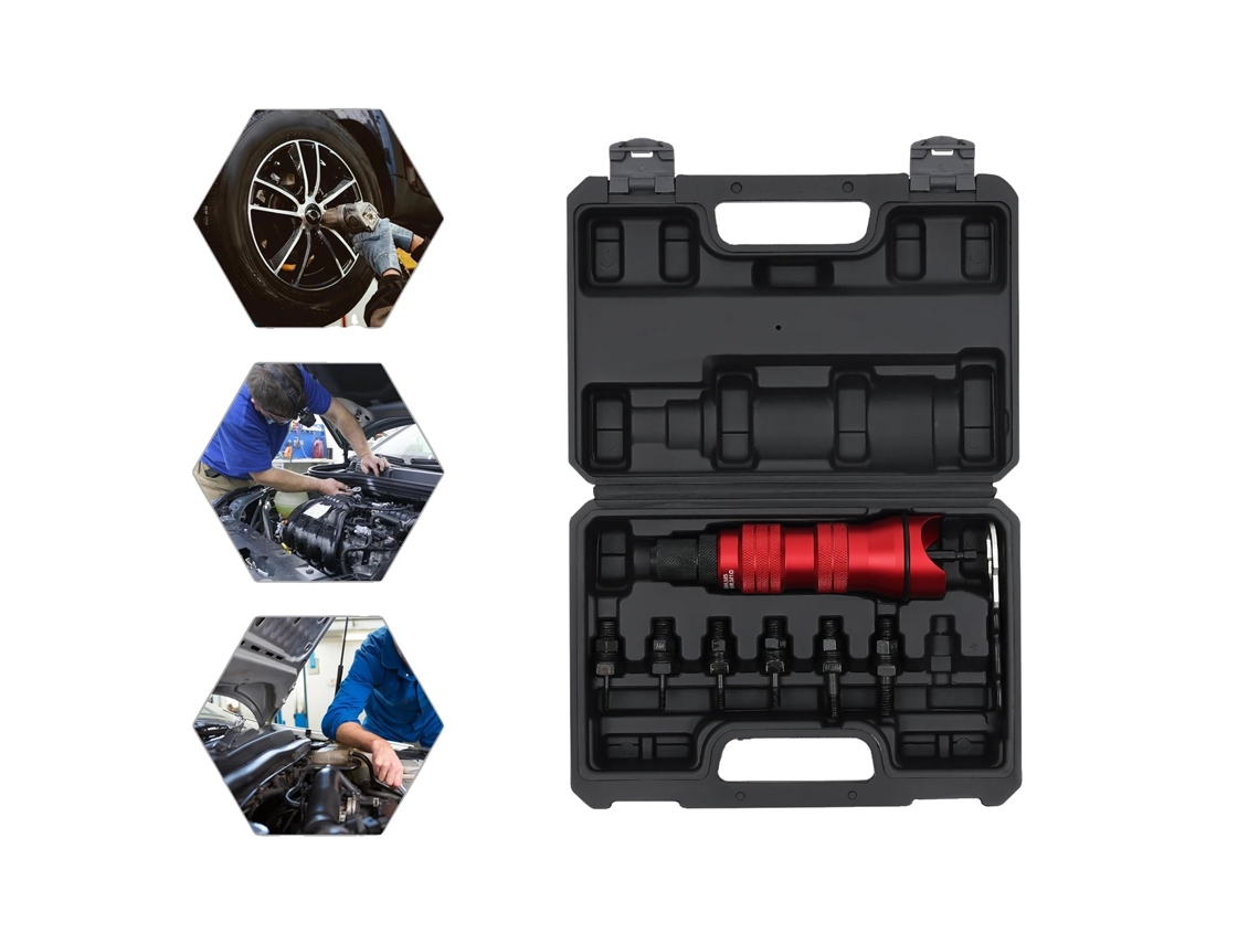 Adaptador de tuerca remachable, acero al cromo-molibdeno, 600 RPM, compatible con taladros estándar, carrera máxima de 0,75", incluye 6 boquillas OEM