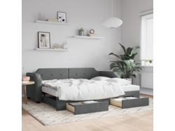 Sofá Cama Nido Con Cajones Tela Gris Oscuro 100x200 Cm
