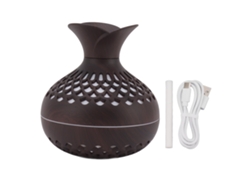 Difusor Humidificador De Aromas De 300 Ml, Usb, Silencioso, Diseño De Jarrón De Flores, 2,5 W, Marrón Oscuro.